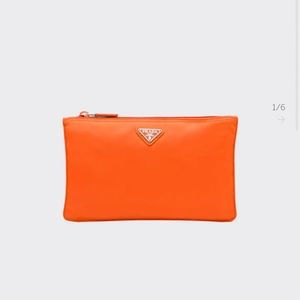 Orange Prada nylon pouch